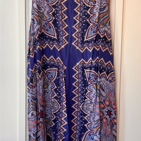 J. Jill Peasant Dress Boho Maxi Floral Sze 3X Sleeveless Blue Paisley Women Plus - Picture 5 of 7